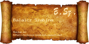 Balaicz Szabina névjegykártya
